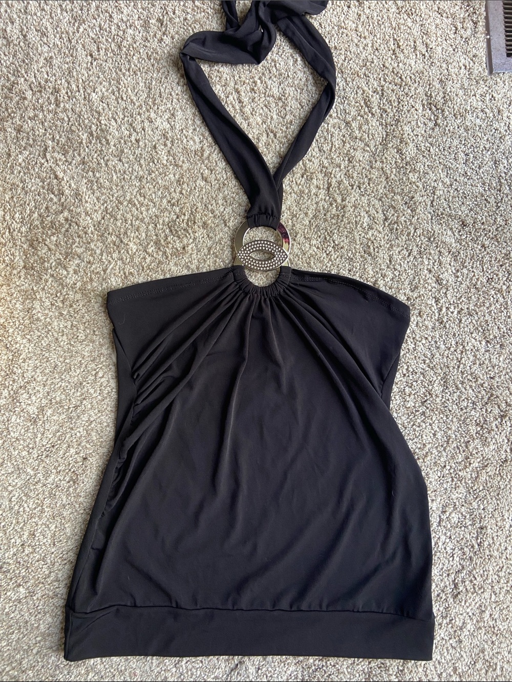 Just One Black Halter Top with Pink Brand Tag